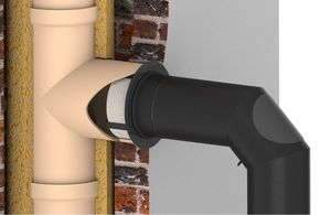 Przykład podłączenia systemu FERRO-LUX do komina ceramicznego za pośrednictwem złączki stal-ceramika.