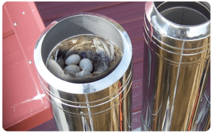 gniazdo w kominie stalowym